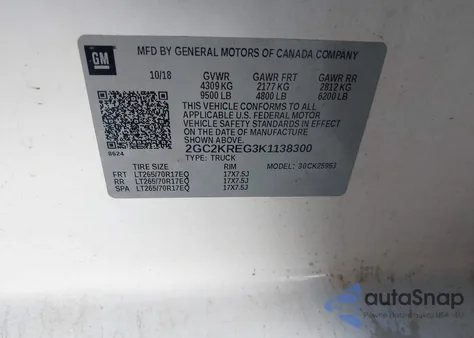 2019 Chevrolet Silverado 2500Hd Wt z USA, uszkodzony, nr VIN 2GC2KREG3K1138300